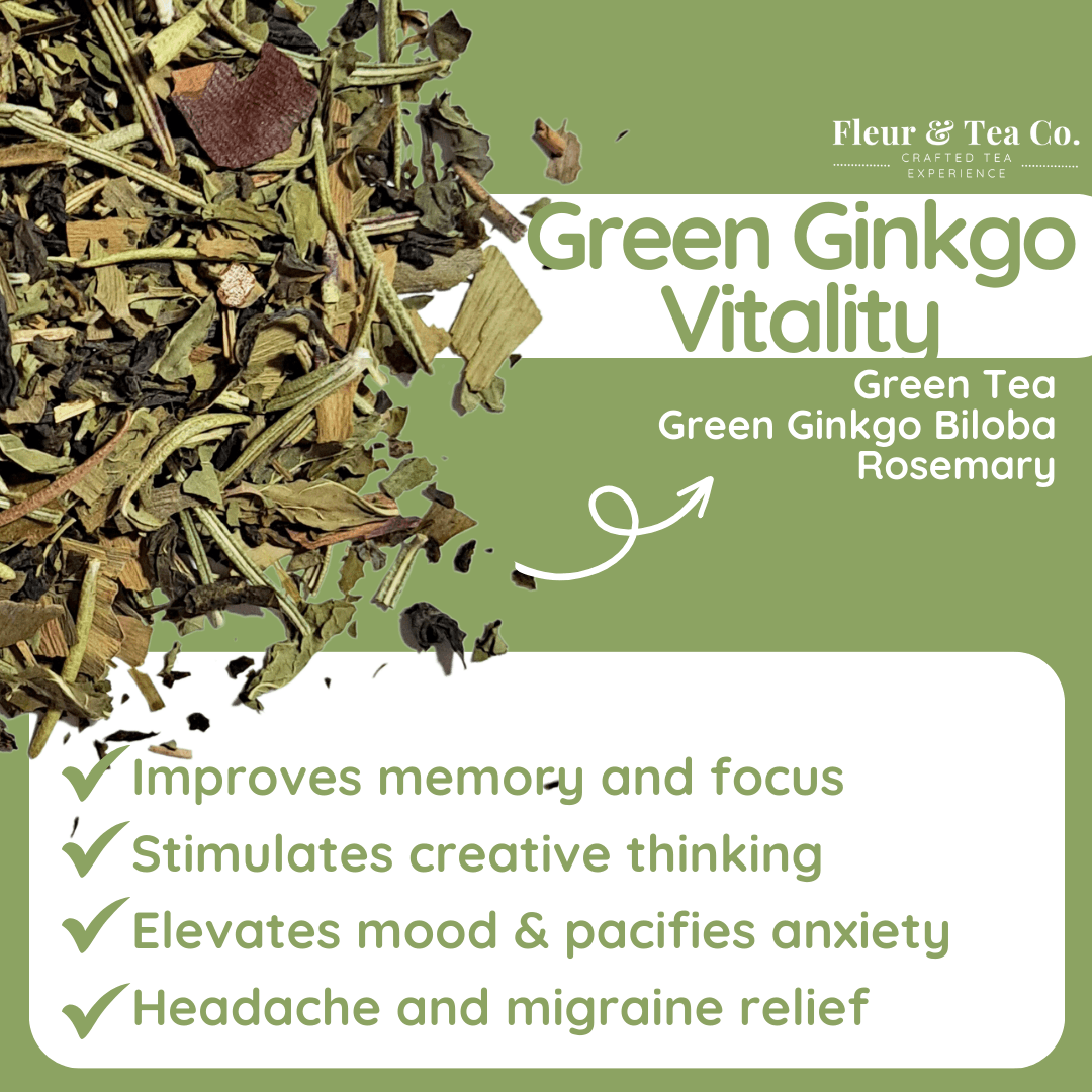 Green Ginkgo Vitality in Canister - Fleur & Tea Co.