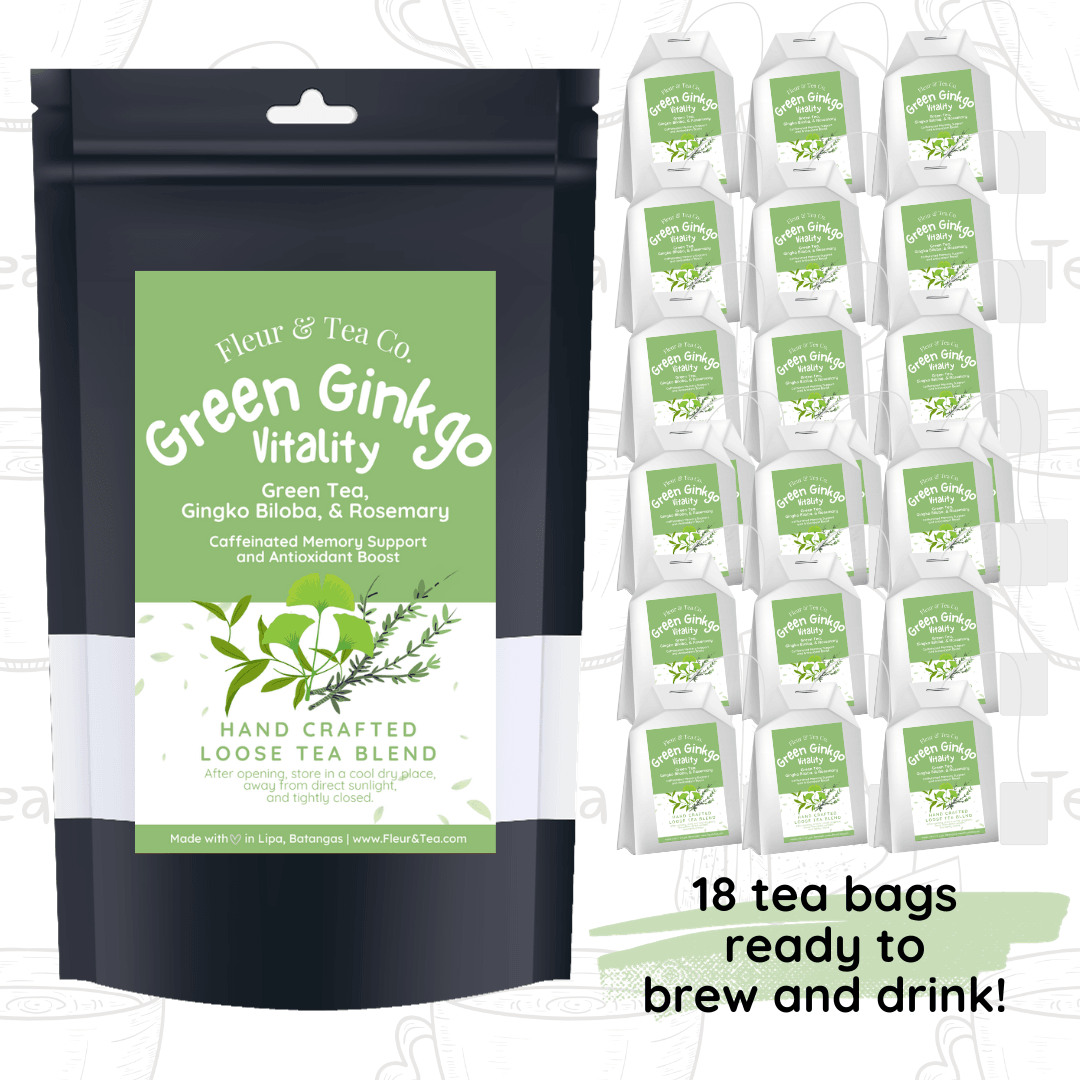 Green Ginkgo Vitality in Tea Bags - Fleur & Tea Co.